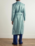 Charvet - Belted Printed Silk-Twill Robe - Blue