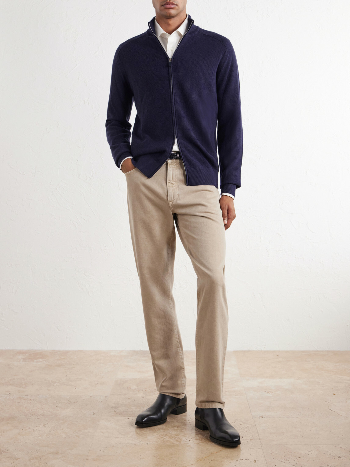 Zegna - Cashmere and Silk-Blend Zip-Up Cardigan - Blue