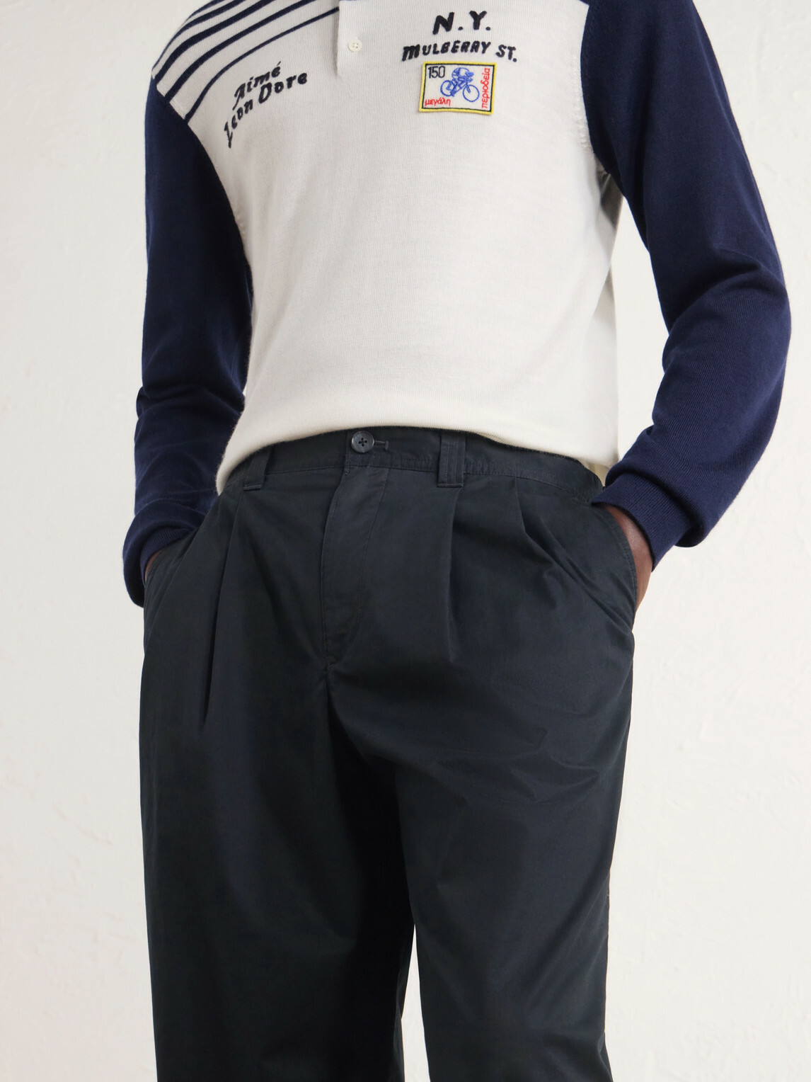 Aimé Leon Dore - Straight-Leg Pleated Cotton Trousers - Black