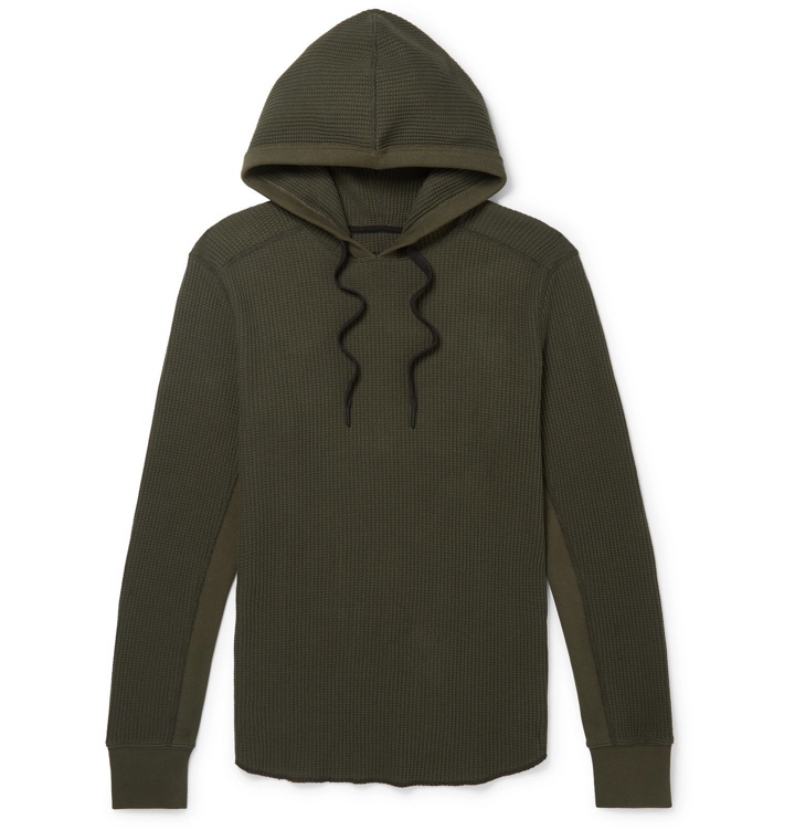 Photo: rag & bone - Slim-Fit Waffle-Knit Cotton Hoodie - Green