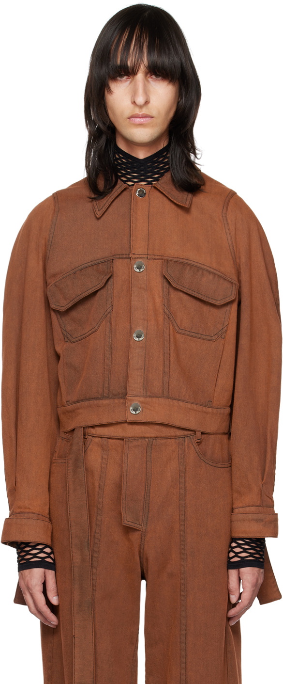 Parnell Mooney SSENSE Exclusive Red Overdyed Denim Jacket