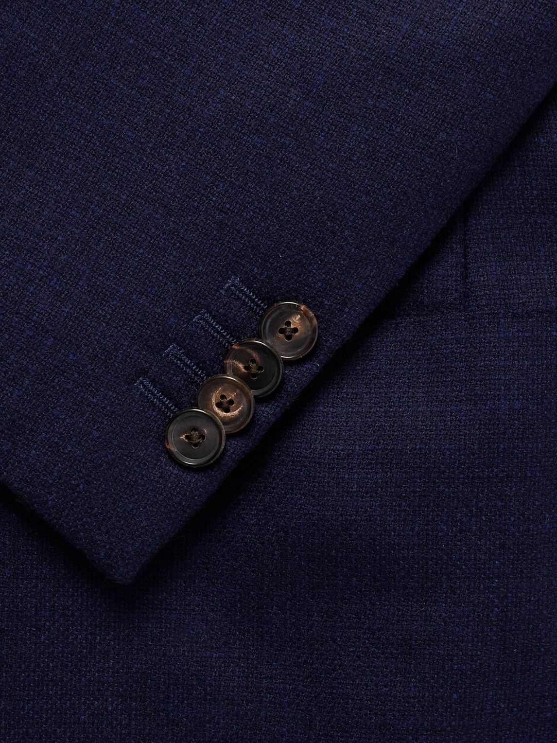 Caruso - Double-Breasted Wool-Tweed Blazer - Blue