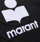 ISABEL MARANT - Karman Logo-Flocked Slub Linen T-Shirt - Black
