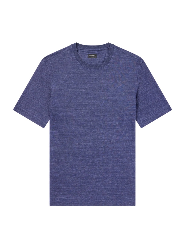 Photo: Zegna - Oasi Knitted Linen T-Shirt - Blue