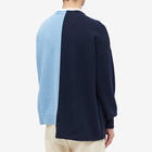 Loewe Men's Asymmetric Colour Block Crew Knit in Light Blue/White