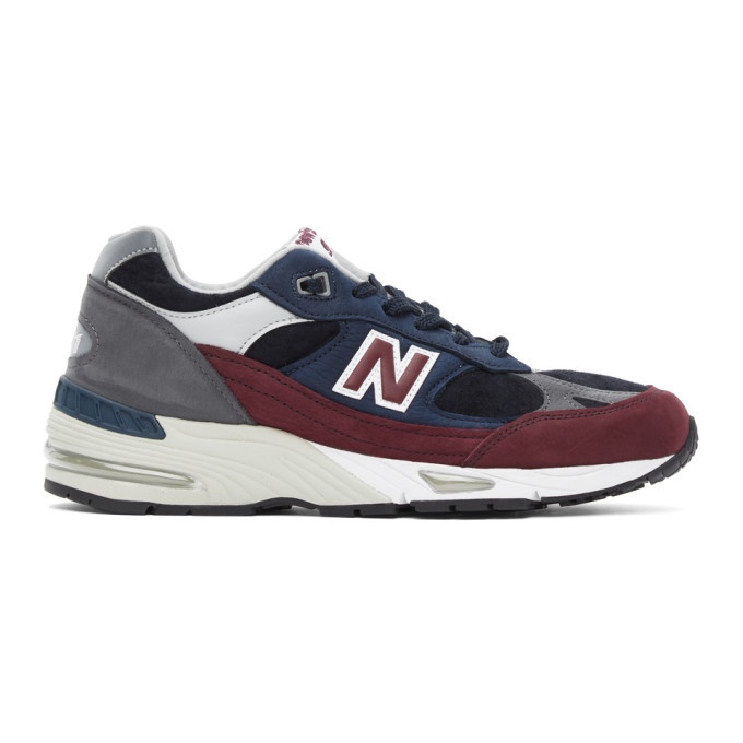 Photo: New Balance Navy and Burgundy Made In UK 991 Sneakers