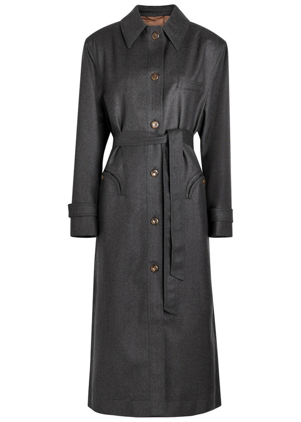 Photo: Blaze Milano Basotto Belted Wool Trench Coat Grey