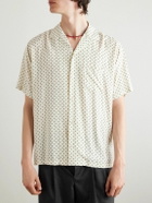 CELINE - Camp-Collar Logo-Print Voile Shirt - Neutrals