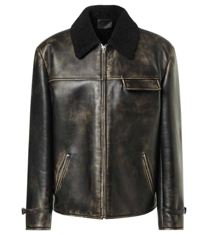 Photo: Prada Shearling-trimmed leather jacket
