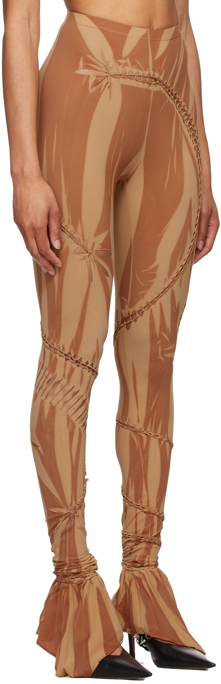 Charlotte Knowles Beige & Orange Vines Leggings Charlotte Knowles