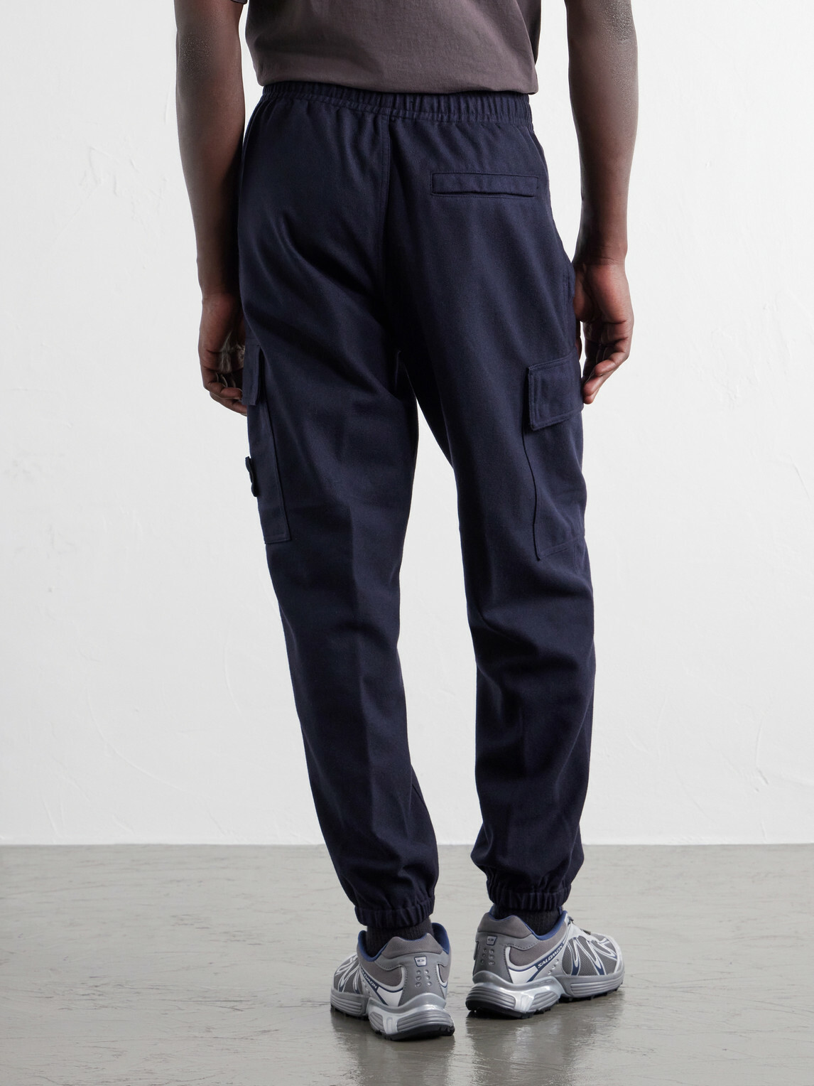 Stone Island - Garment-Dyed Wool-Blend Nylon Flannel-TC Cargo Sweatpants - Blue