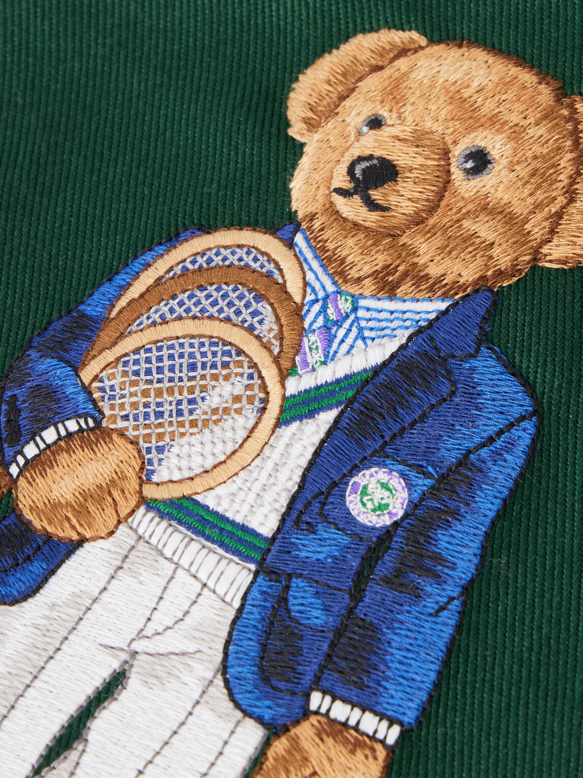 Polo Ralph Lauren - <ul> <li>Wimbledon Embroidered Leather-Trim Medium Cotton Tote Bag</li> </ul>