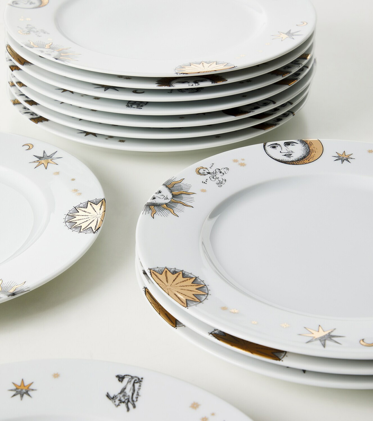 Fornasetti Astronomici set of 12 porcelain dinner plates
