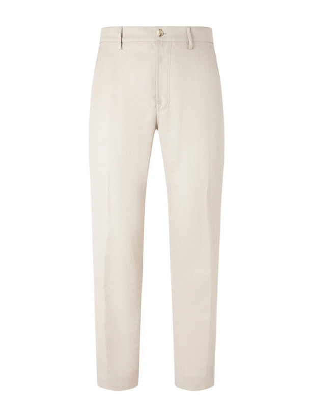 Photo: Canali - Straight-Leg Wool and Linen-Blend Twill Suit Trousers - Neutrals