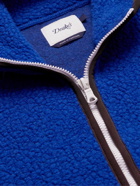 Drake's - Logo-Embroidered Wool-Blend Fleece Jacket - Blue