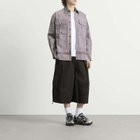 Story mfg. Men's Hand Block Printed Harvest Shirt in Crispy Purple Gingham
