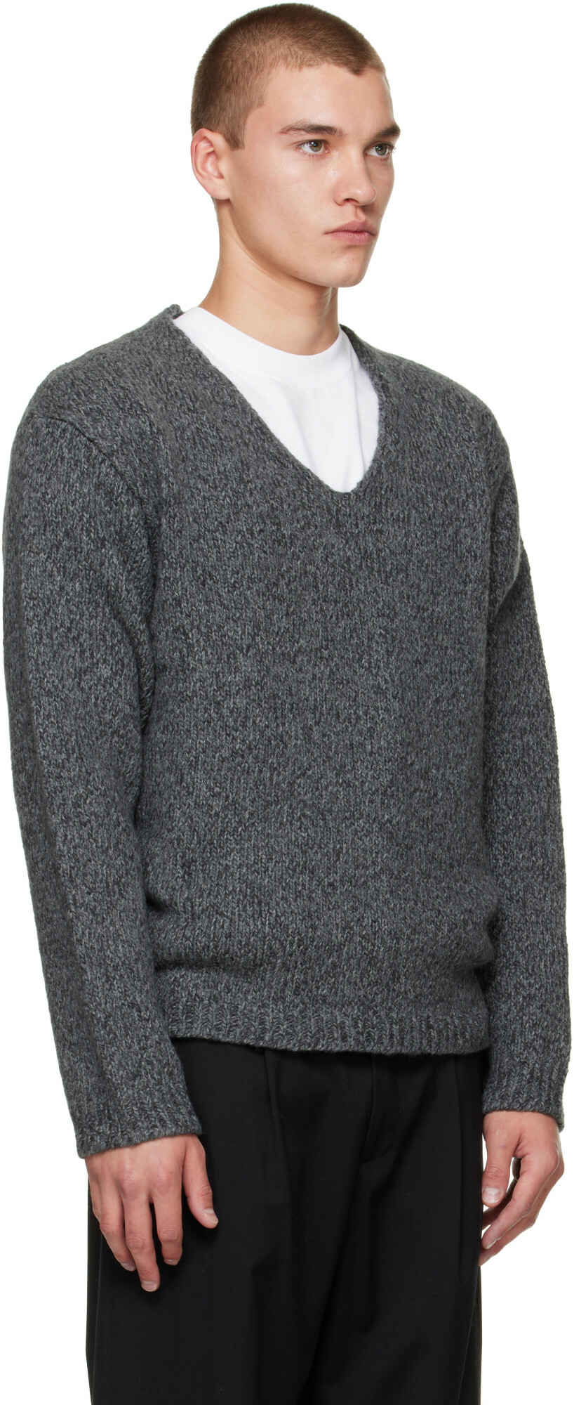 OUR LEGACY Gray Link V-Neck Sweater