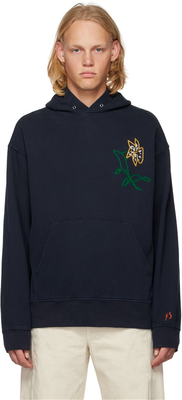Photo: PRESIDENT's Navy Embroidered Flower Hoodie