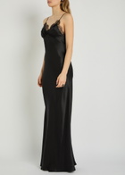 Nili Lotan Sylas Lace-trim Silk Maxi Slip Dress Black