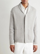 Altea - Shawl-Collar Ribbed Wool Cardigan - Gray