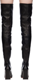 Amina Muaddi Black Marine Stretch Thigh High Boots