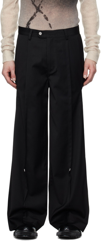 Photo: C2H4 Black Tortuosity Shaped Wide-Leg Trousers