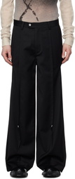 C2H4 Black Tortuosity Shaped Wide-Leg Trousers