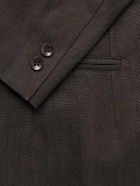 Small Talk - Shawl-Lapel Double-Breasted Cotton-Canvas Suit Jacket - Brown
