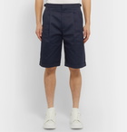 Alexander McQueen - Pleated Cotton-Gabardine Shorts - Blue