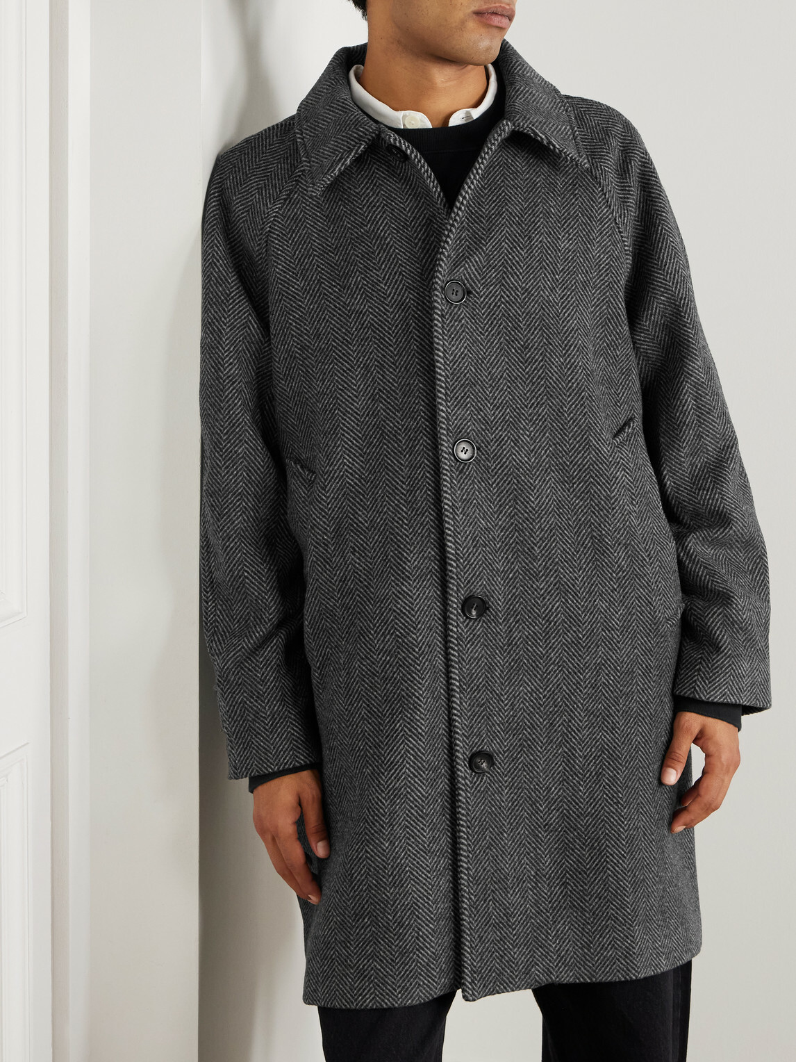 Corridor - Herringbone Wool Coat - Gray