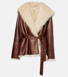 Magda Butrym Shearling-trimmed leather jacket