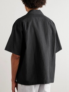 Kaptain Sunshine - Convertible-Collar Linen and Silk-Blend Shirt - Black