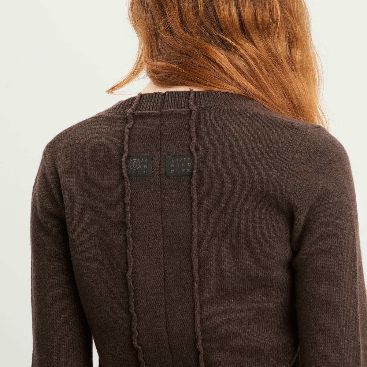 MM6 Maison Margiela Women's V-Neck Knitted Jumper in Brown