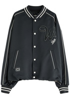 Wooyoungmi Logo-appliquéd Satin Bomber Jacket Navy