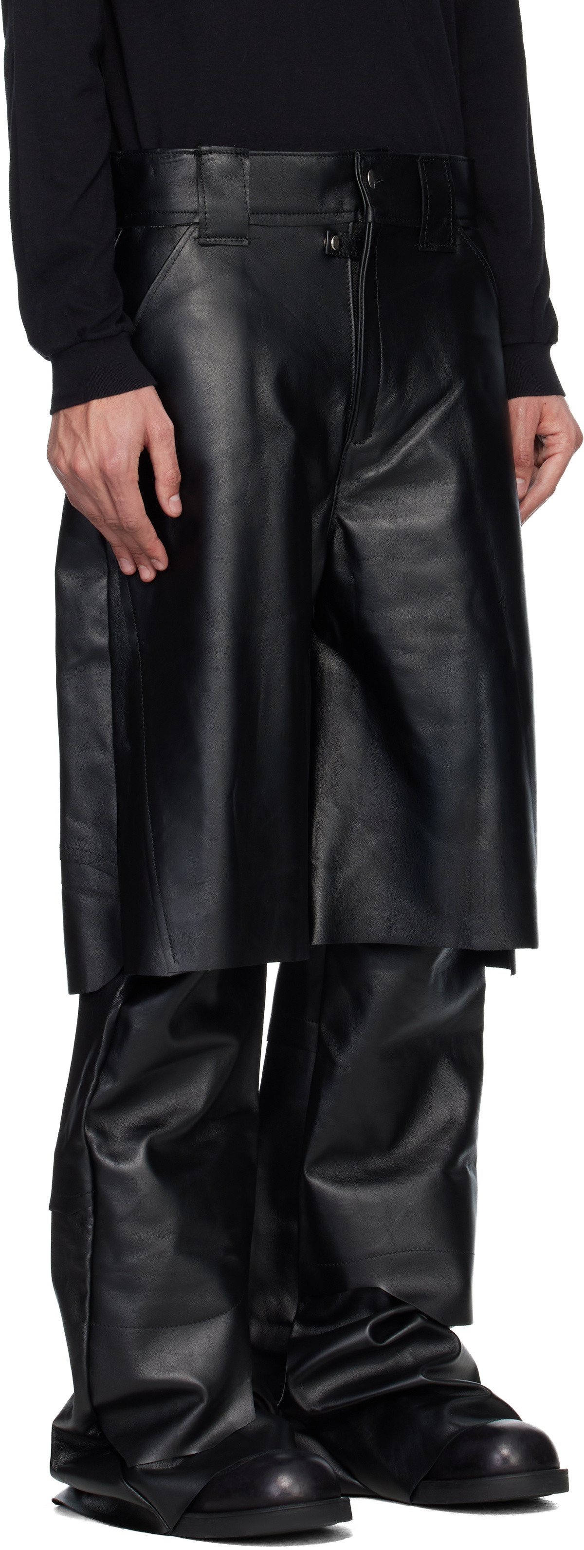 Swampgod Black Stövel Wide Leather Pants