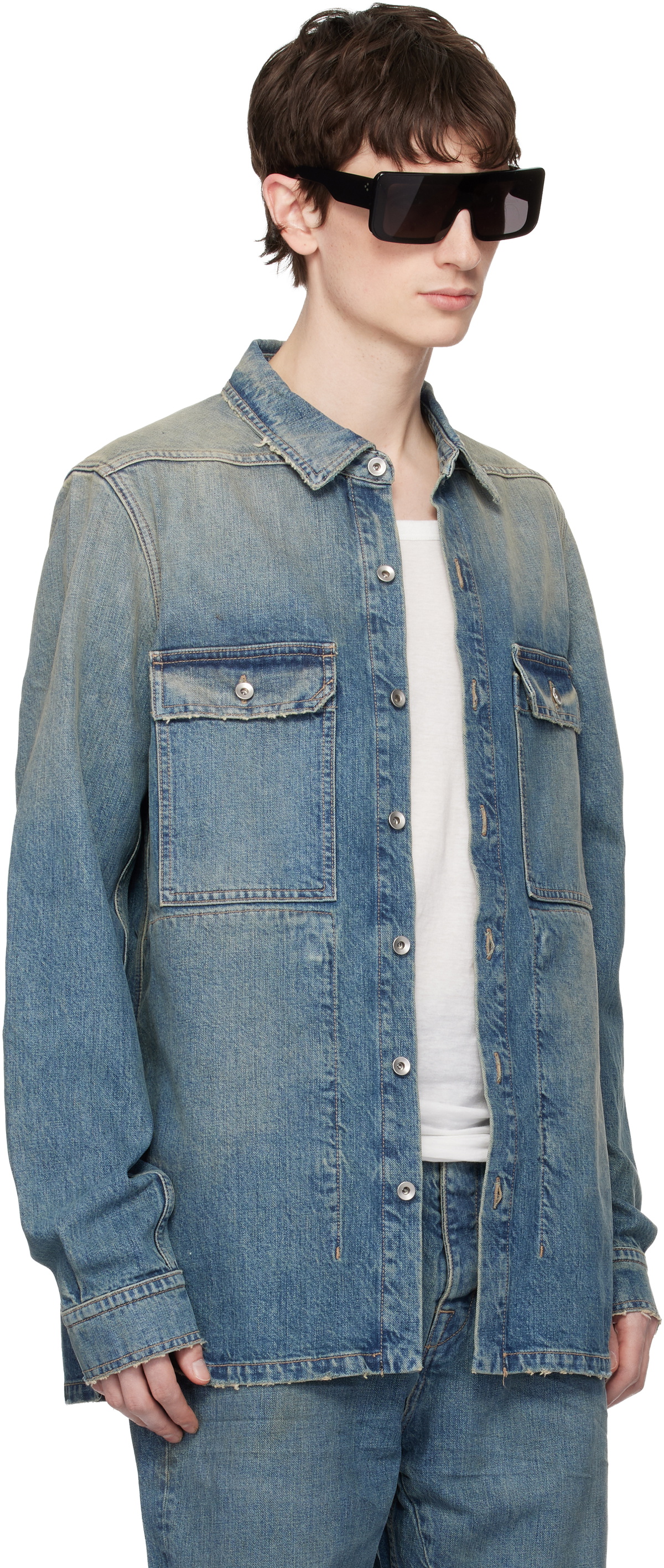 Rick Owens DRKSHDW Blue Temple Denim Overshirt