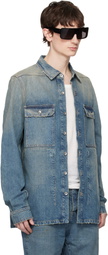 Rick Owens DRKSHDW Blue Temple Denim Overshirt