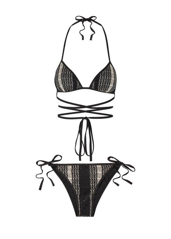 Photo: Missoni Striped Wrap-around Mesh Bikini White And Black