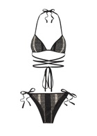 Missoni Striped Wrap-around Mesh Bikini White And Black
