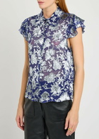 Alice + Olivia Martel Floral Devoré Blouse Blue