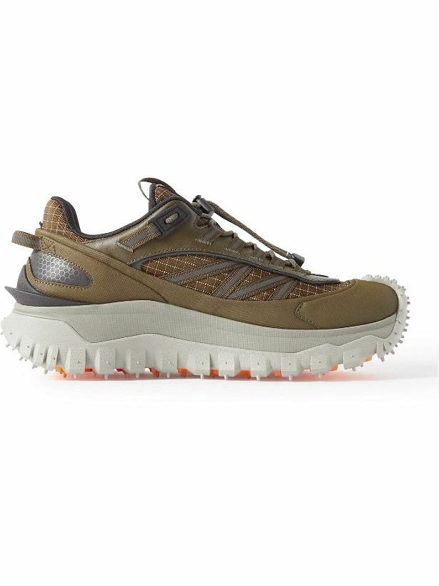 Photo: Moncler - Trailgrip GTX Leather-Trimmed Ripstop and Canvas Sneakers - Green