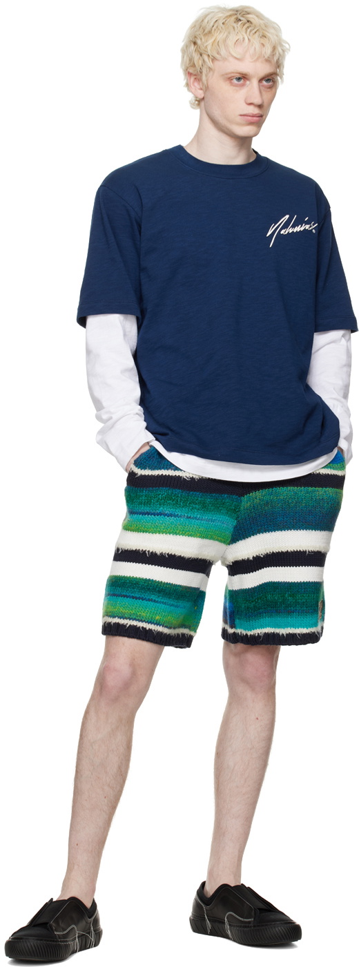 Nahmias Green Striped Shorts