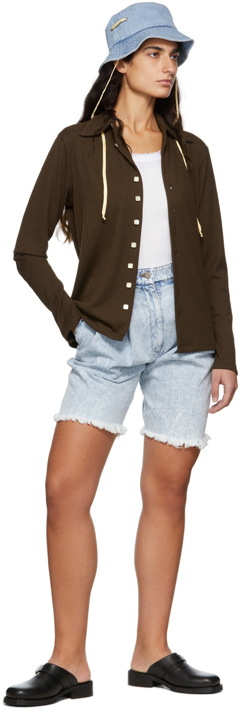 Tanner Fletcher Blue Denim Pleated Rhonda Shorts