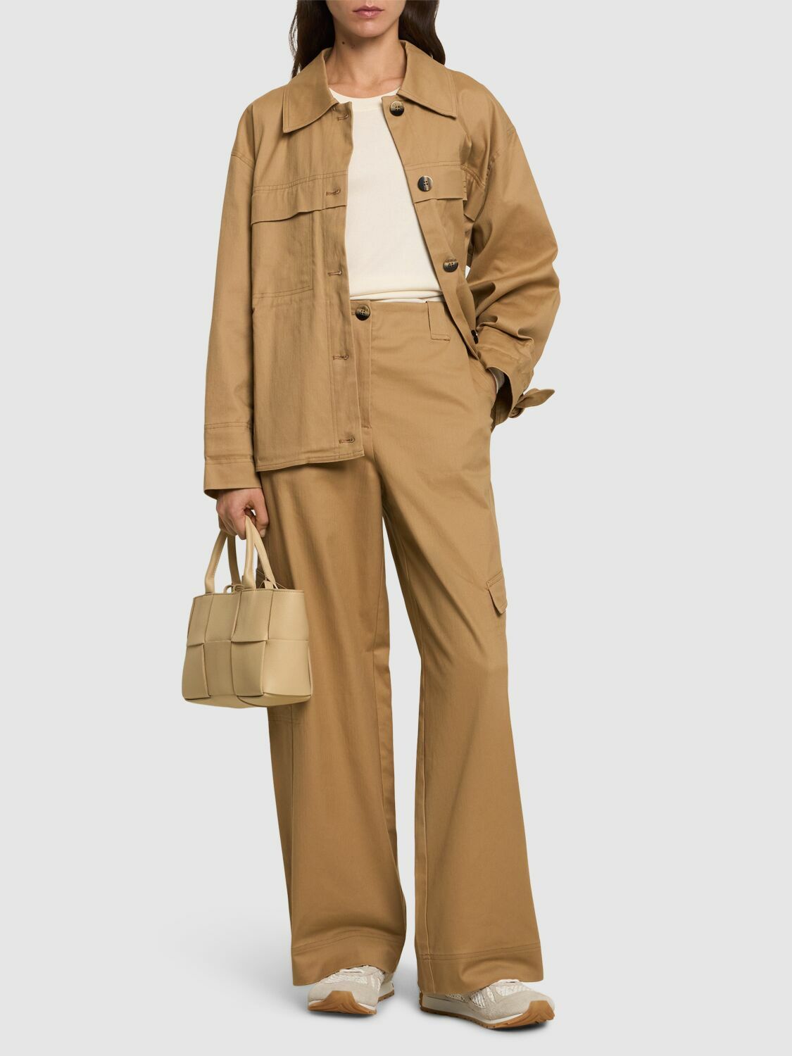 パンツ GANNI Herringbone canvas mid waist pants GANNI Herringbone Canvas Mid Waist Pants GANNI
