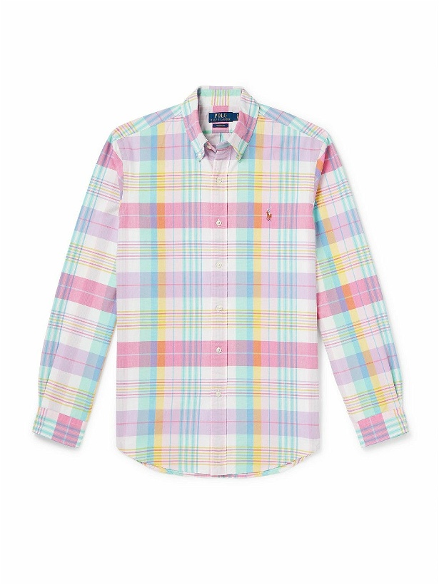 Photo: Polo Ralph Lauren - Button-Down Collar Logo-Embroidered Checked Cotton Oxford Shirt - Pink