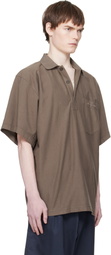 Hed Mayner Taupe Garment-Dyed Polo