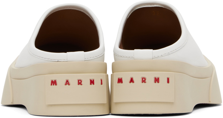 Marni White Leather Pablo Slippers
