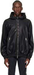 Dsquared2 Black Hybrid Swag Faux-Leather Track Jacket