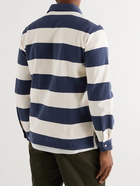 DRAKE'S - Striped Cotton-Piqué Polo Shirt - Blue