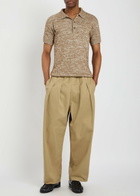 Maison Margiela Pleated Wide-leg Twill Cropped Trousers Beige